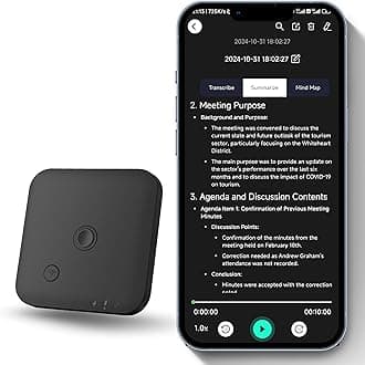 FoCase Note AI Voice Recorder, Transcribe & Summarize, Translation, APP Control with Chat GPT, Magnetic, 64GB Memory, Support 112 Languages, Audio Recorder for Phone Calls, Lectures, Meetings, Black