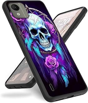 Case for Nokia C110 N156DL,for Nokia C110 Phone Case,Slim Anti-Scratch Shockproof Durable Black Silicone Protective Cover Case for Nokia C110 6.3" 2023,Skull Rose Dream Catcher