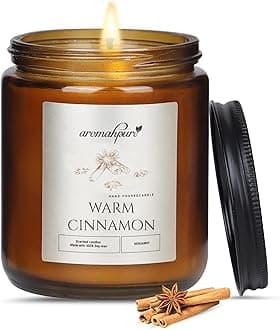 Premium Black Screw Jar Candle | Cinnamon Scented Candle | 100% Soy Wax, Smokeless Candle | Pack of 1 | Long Lasting Aroma Candles| Scented Candles for Home Decor, IFRA Certified