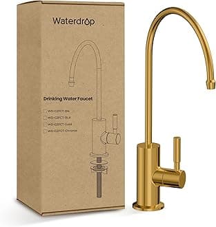 Waterdrop G2FCT-Gold Drinking Water Faucet, Reverse Osmosis Faucet, Water Filter Faucet for Kitchen Bar Sink, Single Handle, Easy to Install, Lead-Free, Stainless Steel, Brushed Gold