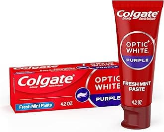 Optic White Purple Toothpaste for Teeth Whitening, Helps Remove Surface Stains and Polishes Teeth, Enamel-Safe Mint Paste, 4.2 oz