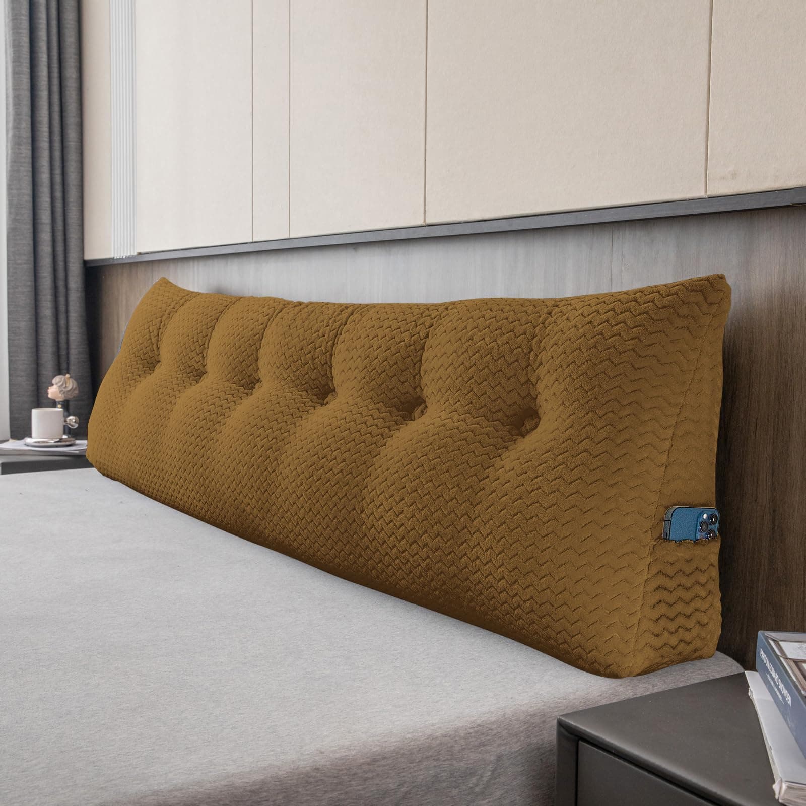 Large Bolster Triangular Headboard Wedge Backrest Positioning Support Bed Rest Reading Pillows Headboard Wedge Pillows for Day Bed with Removable Cover