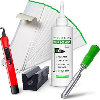 Wedge Guys Golf Grip Kits for Regripping Golf Clubs - Professional Quality - Options Include Hook Blade, 15 or 30 Tape Strips, 5 or 8 oz Solvent, Grip Tape Remover, Bench Vise & Rubber Clamp