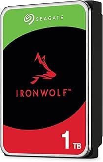 Seagate IronWolf, 1TB, NAS, Internal Hard Drive, CMR 3.5 Inch, SATA, 6GB/s, 5,900 RPM, 64MB Cache, for RAID Network Attached Storage, 3 year Rescue Services (ST1000VN002)