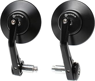 CNC Aluminum Alloy Round Cafe Racer Retro Black Motorcycle Bar End Mirrors Side 22MM 7/8" Inch Handlebar Mirror Universal Rear View For M8/M6 Sport Naked Street Bike Cruiser Minimoto Scooter