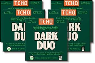 TCHO Dark Duo 75% Dark Chocolate Bars (5 pack) | Plant Based, Organic & Fair Trade | Non GMO, Non-Dairy, Vegan Chocolate, Soy Free (2.1oz each)