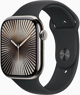 Apple Watch Series 10 [GPS, 42mm] - Natural Titanium Case with Black Sport Band, M/L (Renewed)