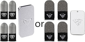 2Pair Mobile Gaming Finger Sleeves Finger Cover Anti-Sweat Breathable Finger Sleeve with Metal Storage Case Fingertip Gloves