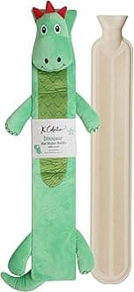 Extra Long Hot Water Bottle – Super Soft Novelty Plush Cover – Natural Rubber 2L Capacity – 72cm Long – Perfect for Pain Relief on Aches or Injuries (Dinosaur)