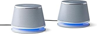Amazon Basics Stereo 2.0 Speakers for PC or Laptop, 3.5mm Aux Input, USB Power, 1 Pair, Silver