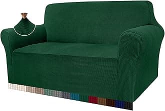 Granbest High Stretch Armchair Covers Super Soft Chair Covers for Living Room Jacquard Sofa Cover for Dogs Non Slip Chair Slipcover with Arms Furniture Protector (Dark Green, 2 Seater)