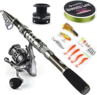 Telescopic Fishing Rod Reel Combos with Carbon Fiber Fishing Pole Spinning Reels and Fishing Accessories
