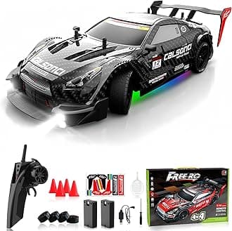 Remote Control Car RC Drift Car 1:16 Scale 4WD RC Vehicle with LED Lights 2.4GHz 30km/h RTR High Speed Racing Sport Toy for Adults Boys Girls Kids Gift 2Pcs Rechargeable Battery