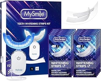 Non-Sensitive 10 Treatment Whitening Strips Kit with LED Light Tray 10 Min Fast Remove Coffee Wine Tobacco 20 Years of Stains Whitening Tooth Care Oral Safe for Enamel