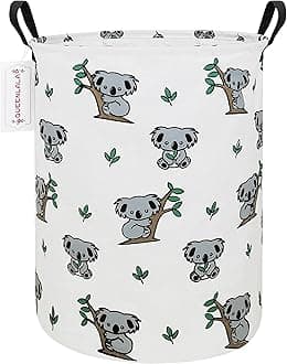QUEENLALA Large Storage Basket,Laundry Hamper（Round-Koala）