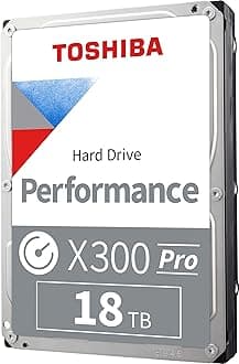 TOSHIBA X300 PRO 18TB Performance & Gaming 3.5-Inch Internal Hard Drive – CMR SATA 6 GB/s 7200 RPM 512 MB Cache - HDWR51JXZSTB, Silver