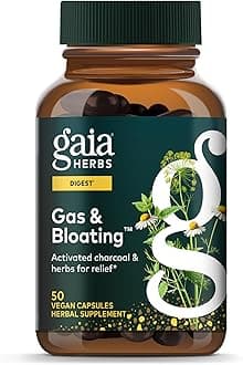 Gaia Herbs Gas & Bloating - Provides Relief from Occasional Gas & Bloating* - with Activated Charcoal, Fennel & Chamomile - 50 Vegan Capsules (25 Servings)