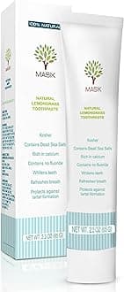 Masik Natural Lemon Grass Toothpaste – Whitening & Sensitive Teeth | Dead Sea Salt | Stain & Plaque Remover | Bleeding Gums & Canker Sore Care | Fluoride & SLS-Free | Non-Foaming | Made in Israel