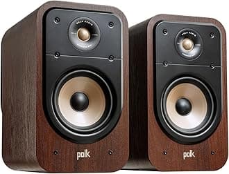 Signature Elite ES20 Bookshelf Speaker - Hi-Res Certified, Dolby Atmos & DTS:X Compatible, 1" Tweeter & 6.5" Woofer, Power Port Technology for Effortless Bass (Pair, Contemporary Walnut)