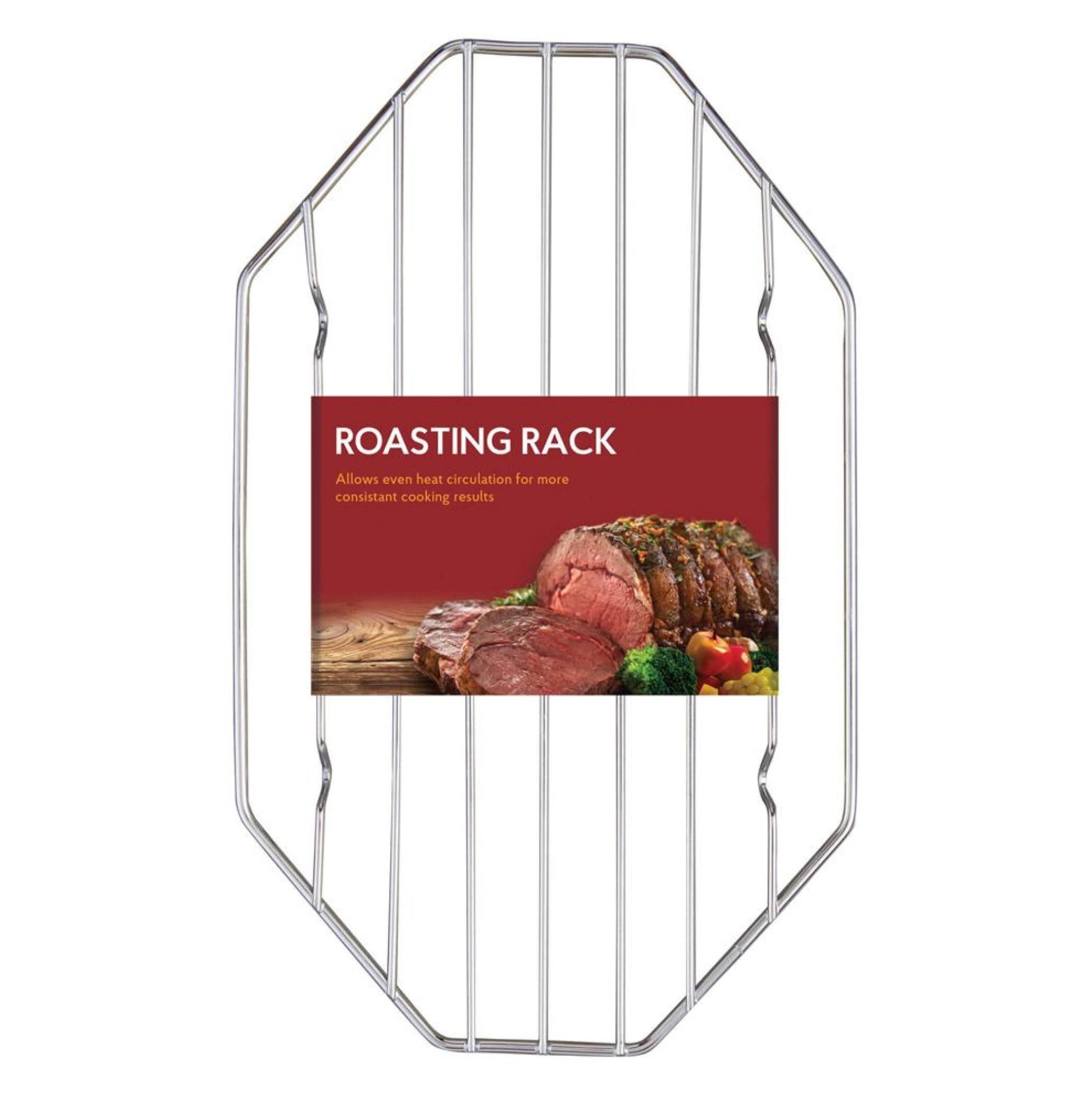 HIC Kitchen Roasting Octagonal Baking Rack, Chrome-Plated Steel Wire, Fits Oval And Smaller Roasting Pans, 9.5 x 6.125 x 0.5-Inches