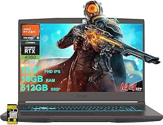 MSI Thin A15 Gaming Laptop 15.6" FHD IPS 144Hz AMD Hexa-core Ryzen 5 7535HS 16GB RAM 512GB SSD GeForce RTX 4060 Backlit USB-C Wi-Fi6E Win11 w/ICP Hub