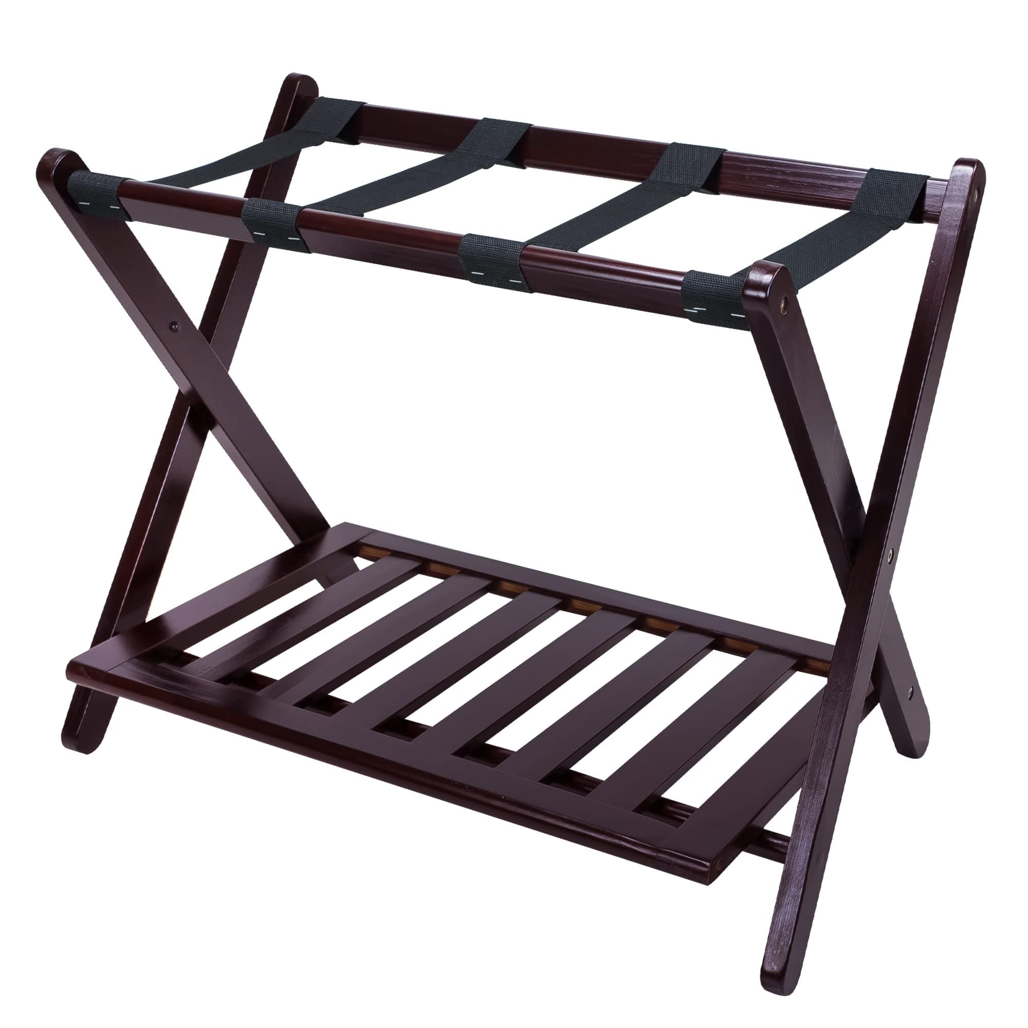 Luggage Rack with Shelf, Espresso