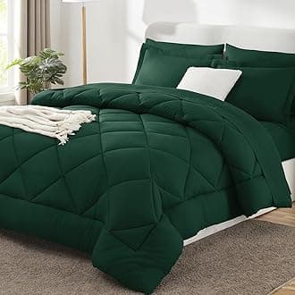 CozyLux Queen Comforter Set Emerald Green - Bed in a Bag Queen Size 7 Pieces, Luxury Soft Bed Set for All Seasons, Bedding Set with Down Alternative Comforter, Sheets, Pillowcases & Shams