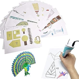 3D Printer Drawing Molds Paper Stencils for 3D Printing Pen,Printing Paper Painting Graffiti Template for 3D Pen Kids DIY Gift Present, 20 Sheets 40 Patterns with a PVC Transparent Board.