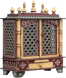 Kamdhenu Art and Craft Wooden Temple for Home - Pooja Mandir/Mandap (BJ18)