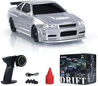 1:43 4WD Ready to Run Drift Race Vehicle Remote Control Car Tyres Traffic Cones for Hobby Simulation Lights Four-Wheel Drive RTR RC Racing Car Model