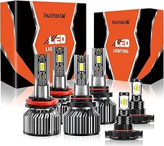 TXBILMOO Compatible For Chevrolet Silverado 1500 2007-2015 9005 H11 High/Low Beam 5202 Fog Light Bulbs, 600% Brightness 6500K White with Cooling Fan, Plug and Play, IP68 Waterproof Pack of 6