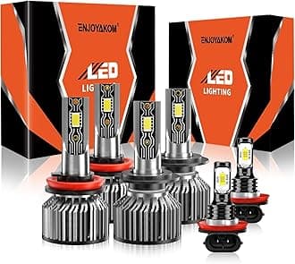 Compatible For Toyota Tacoma 2016-2023 High/Low Beam Fog Light Bulbs Kit, 600% Brightness 6500K White with Cooling Fan, Plug and Play, IP68 Pack of 6