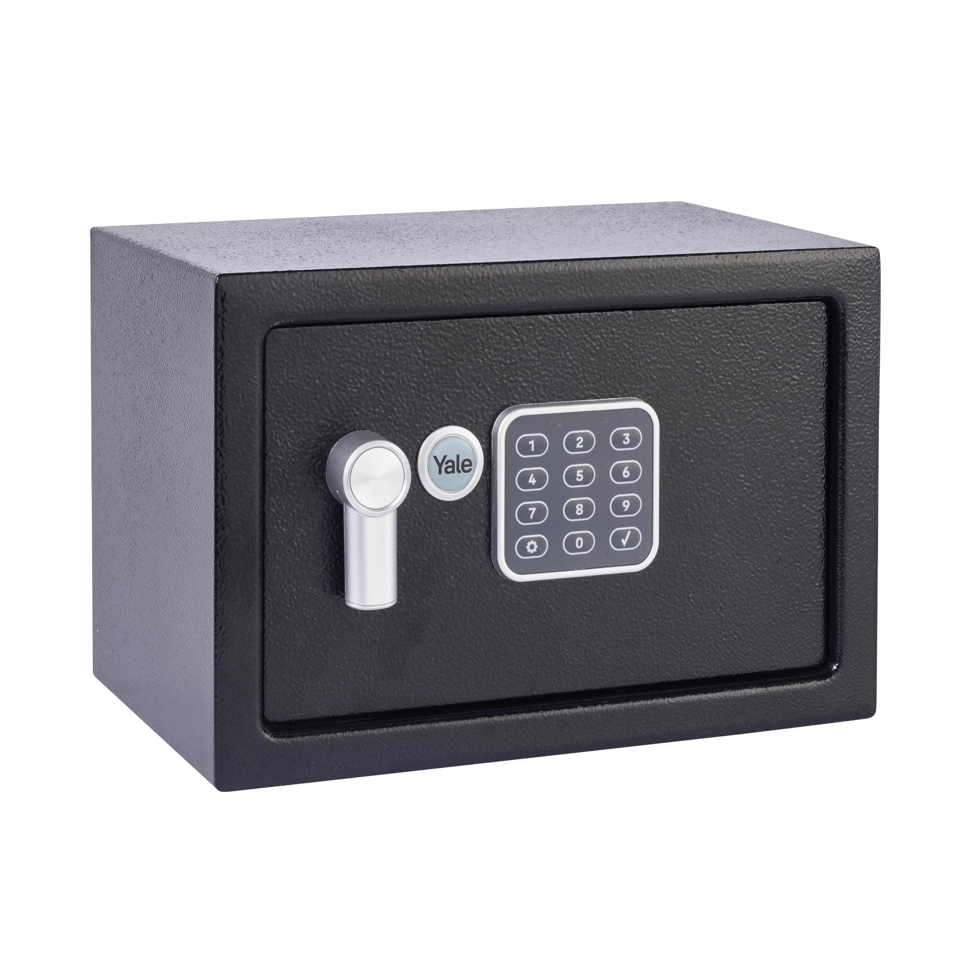 Yale YEC/200/DB1 Small Alarmed Value Safe, 130 db built in Alarm, Steel Construction, Steel Locking Bolts, Emergency Overide Key, Wall and Floor Fixings, Black, 8.6 Litre Capacity 20 x 31 x 20 cm