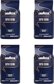Super Crema Whole Bean Coffee, Medium Espresso Roast, Arabica and Robusta Blend, 2.2 lb Bag (Pack of 4)