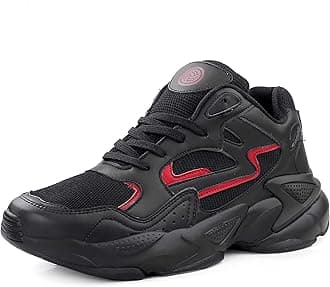 Bacca BucciRunning Shoes Men Lightweight Fashion Sneakers Walking Footwear Tennis Athletic Shoes Slip-On for Outdoor Sport Gym Jogging Big Size UK-11 to 13/Black