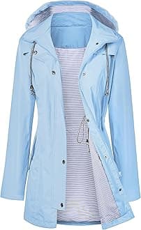 Raincoat Women Waterproof Long Hooded Trench Coats Lined Windbreaker Travel Jacket S-XXL
