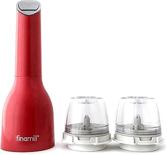 FinaMill's Award-Winning Battery Operated Salt and Pepper Grinder Set - Adjustable Coarseness, Ceramic Grinding Elements, LED Light, 2 Quick-Change ProPlus Pods - Perfect for Home Cooking & Gifting