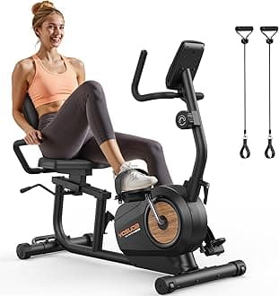 Recumbent Exercise Bike for Home，Magnetic Staionary Bike for Seniors/Adults with Adjustable Seat, 350LB Capacity, 16-level Resistance, LCD Monitor & Pulse Sensors