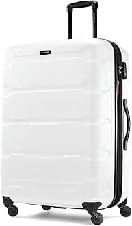 Omni PC Hardside Expandable Luggage with Spinner Wheels, Checked-Large 28-Inch, White