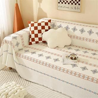 FANSU Throw for Sofa Large 1/2/3/4 Seater, Soft Beige Bohemia Throw Blanket Sofa Reversible Versatile Throw Decorative Blanket for Chair Settees Couch Sofa Bed (Elegant,3 Seat(180x300cm)