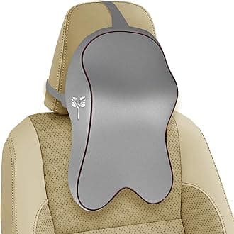 Grin Health Orthopedic Car Neck Rest Pillow -Large Plus | Extra Deep Car Seat Neck Support Head Rest Cushion for Long Drives & Neck Relief | Memory Foam Neck Pillow for Car & Office (Grey)