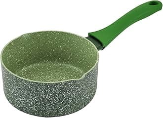 Essentials Granite Milk Pan 14Cm | Granite Coated Pan for Milk | Cast Aluminium Cookware | Green - PR81120