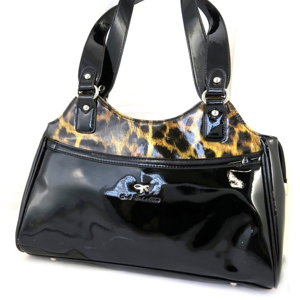 Designer bag 'Gil Holsters' brown leopard varnish.