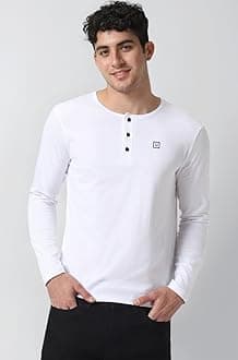 Urbano Fashion Men's Solid Henley Neck Slim Fit Full Sleeve Cotton T-Shirt