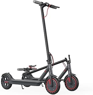 Electric Scooter - 350W Motor, 8.5' Solid Tires, Up to 19 MPH and 20/23 Miles Long-Range Portable Folding Commuting Scooter for Adults with Double Braking System and App