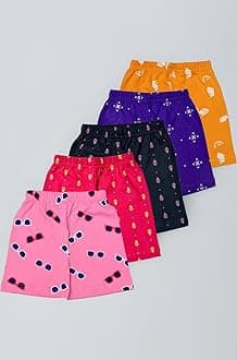 T2F Girls Cotton Printed Shorts(Pack of 5)