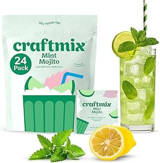 Craftmix Mint Mojito 24 Pack Cocktail Mixers Kit - Low Sugar Skinny Margarita Mix, Easy to Use Keto Low Carb drink mixers set for cocktails mocktails, Adult Party Favors women's Birthday Gifts, Travel