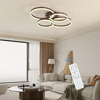Dimmable 90W LED Ceiling Light,Modern Acrylic Surface Mount Chandeliers,2+2 Rings Chandelier Modern Flush Mount Ceiling Light for Living Dining Room Bedroom 3000K-6000K