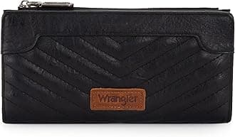 Wrangler Minimalist Wallet for Women Credit Card Wallet Ladies Travel Wallet Card Cases & Money Organizers with Smooth Zippers, A-Black, Minimalist