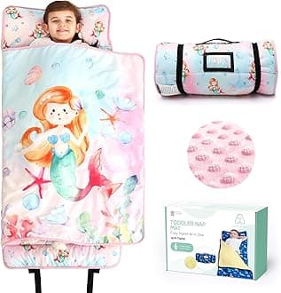 ACRABROS Toddler Nap Mat with Pillow and Blanket, Extra Large Rolled Napping Mats,Slumber Bags for Boys Girls,Kids Sleeping Bag for Daycare, Preschool Travel Camping
